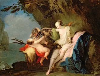 Die Nymphe Adrastia und die Ziege Amalthea mit dem jungen Zeus